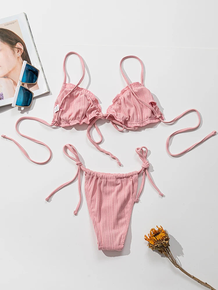 Pit stripe Bikini Women Swimwear