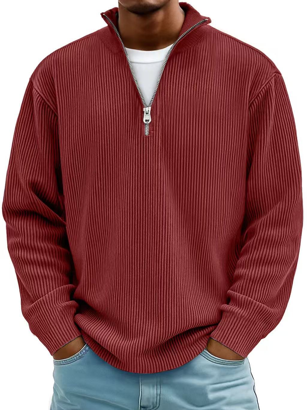 Corduroy Zipper Sweatshirt - Fashion Warm