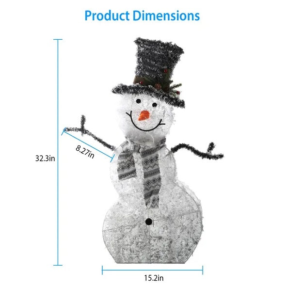 Christmas Snowman Decoration Light Collapsible Battery Operated