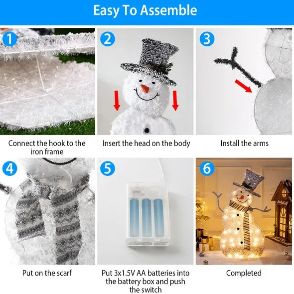 Christmas Snowman Decoration Light Collapsible Battery Operated