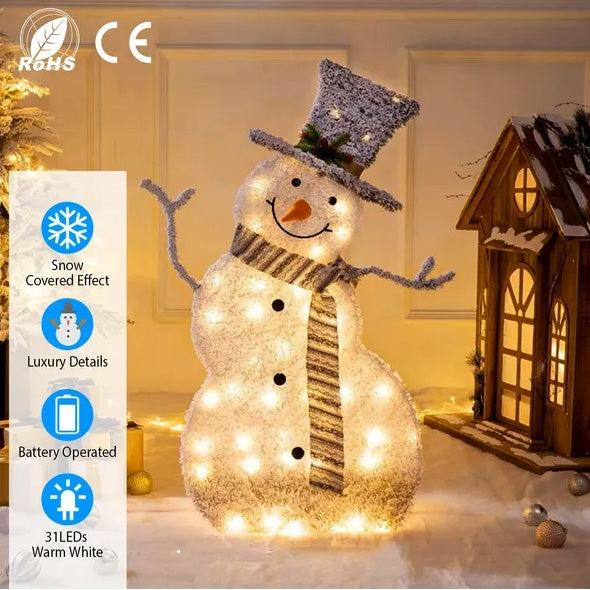 Christmas Snowman Decoration Light Collapsible Battery Operated