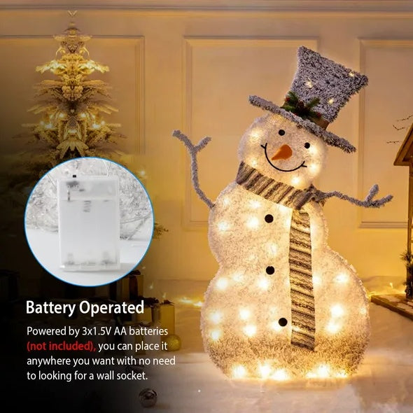 Christmas Snowman Decoration Light Collapsible Battery Operated