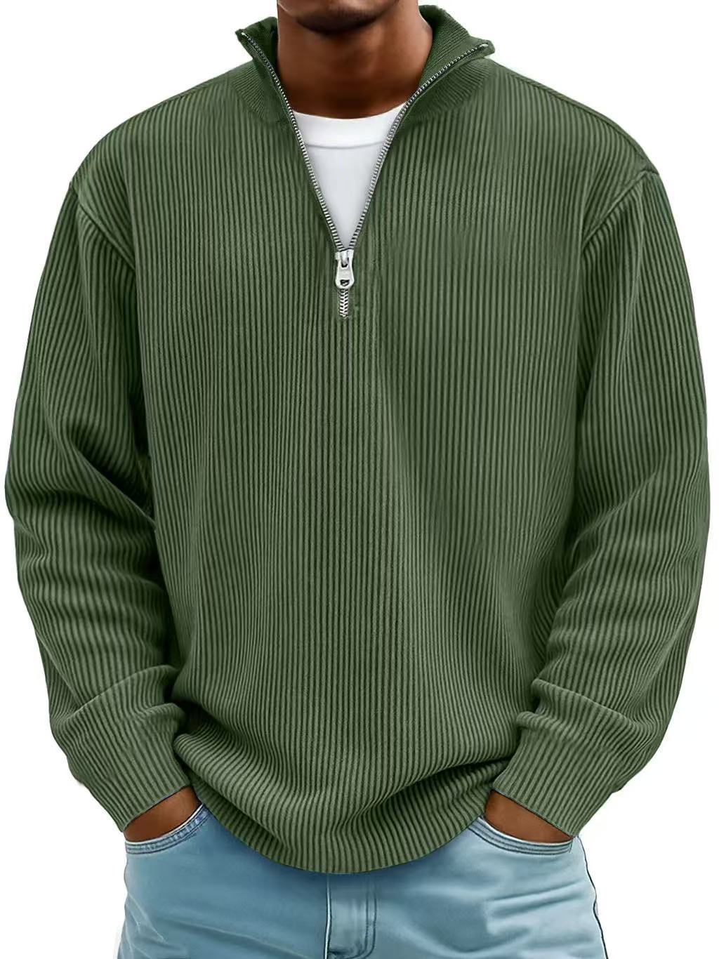 Corduroy Zipper Sweatshirt - Fashion Warm