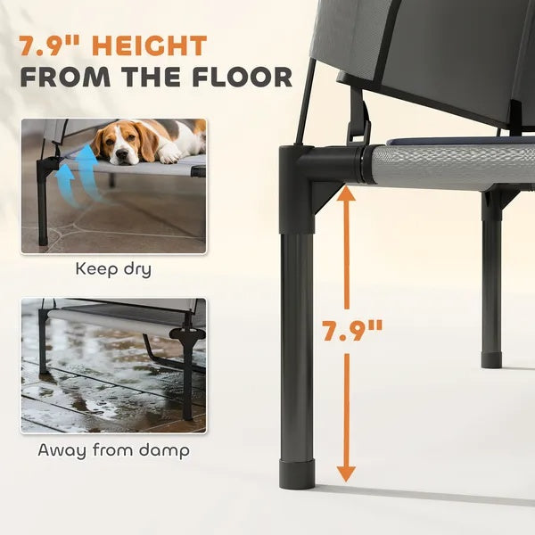 Elevated Dog Bed With Removable Canopy, Pet Cot With Cooling Pad, Storage Bag