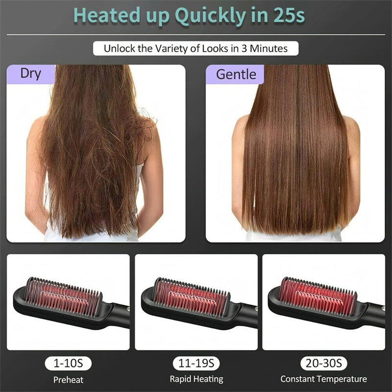 New 2 In 1 Hair Straightener Hot & Electric Hair Brush