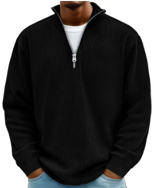 Corduroy Zipper Sweatshirt - Fashion Warm