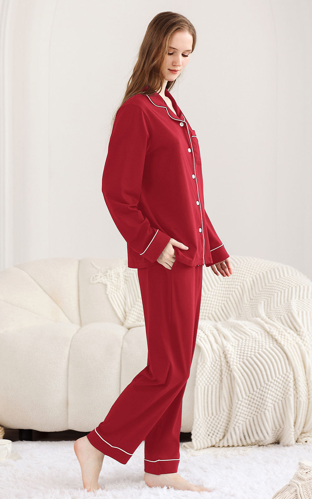 Women's Sleeve Sleepwear 2 Pcs - Cotton