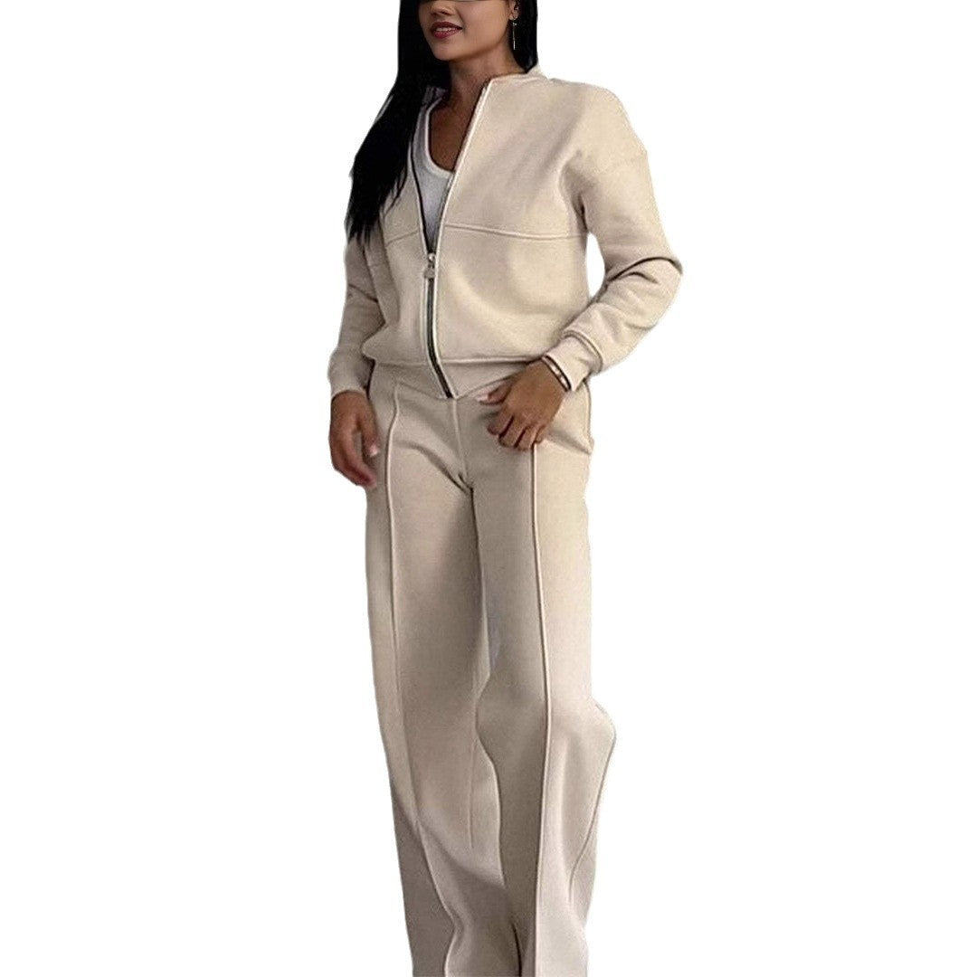 Women's Zipper Jacket & Pant Two-piece Set