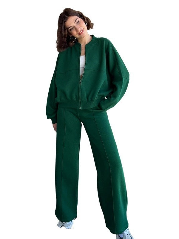 Women's Zipper Jacket & Pant Two-piece Set