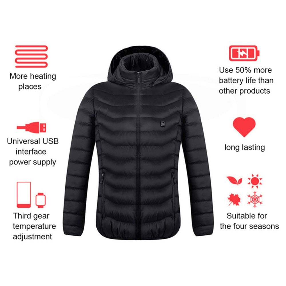 Heated Jacket Coat USB Electric Jacket Cotton Coat Heater Thermal Clothing Heating Vest Men's Clothes Winter