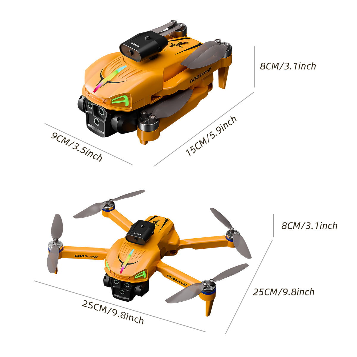 GD83 Foldable RC Drone size comparison