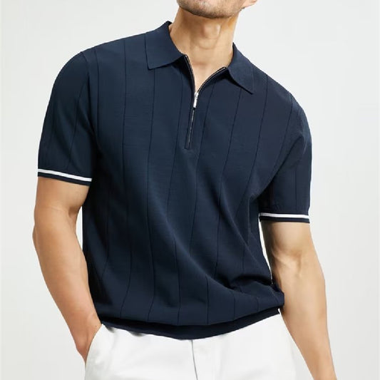 Men's short sleeve zip-neck polo shirt