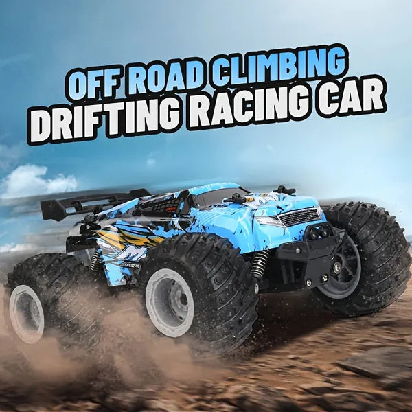 "RC Monster Truck close-up of wheels and chassis"