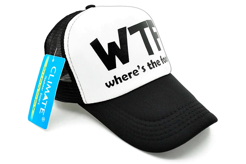 CLIMATE WTF Funny Trucker Caps Men Funny WTF Baseball Caps Foodie Snacks Cate Fans Cap Hip Hop Summer Mesh Caps for Men Women