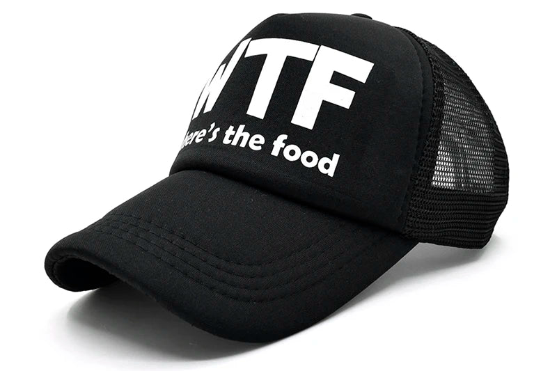 CLIMATE WTF Funny Trucker Caps Men Funny WTF Baseball Caps Foodie Snacks Cate Fans Cap Hip Hop Summer Mesh Caps for Men Women