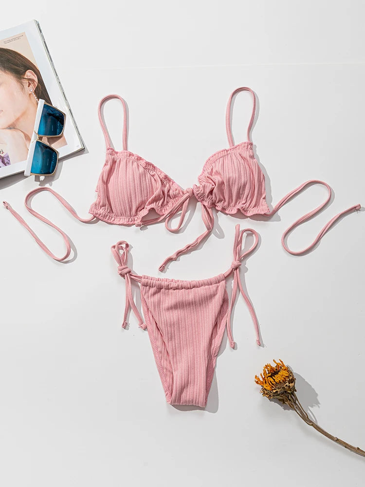 Pit stripe Bikini Women Swimwear