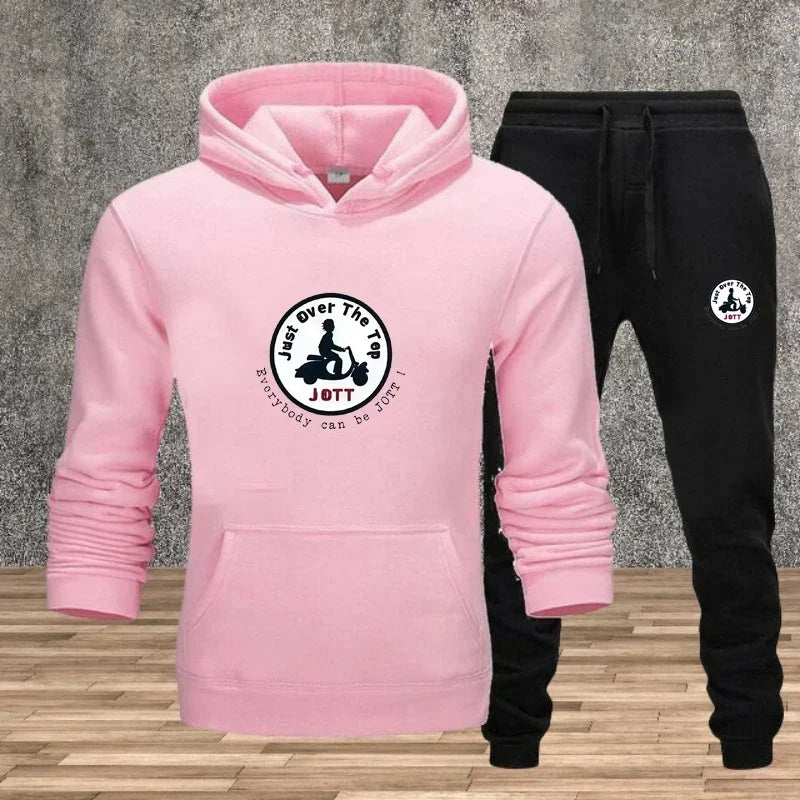 2025 Men's printed hoodie cover, cycling sportswear and long-sleeved hooded top + pants, autumn and winter hot sport set