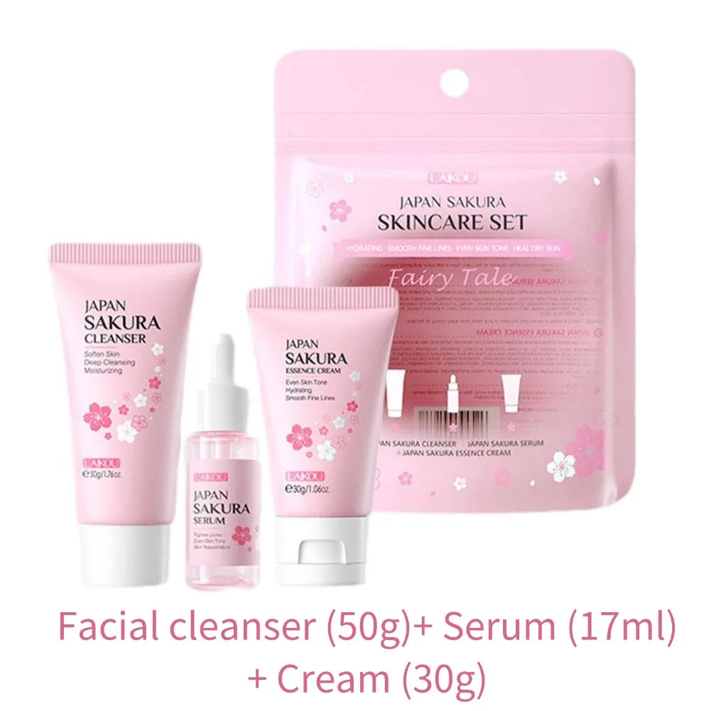 Skin care sets with Cleanser, Serum, Eye cream &  Facial cream sunscreen