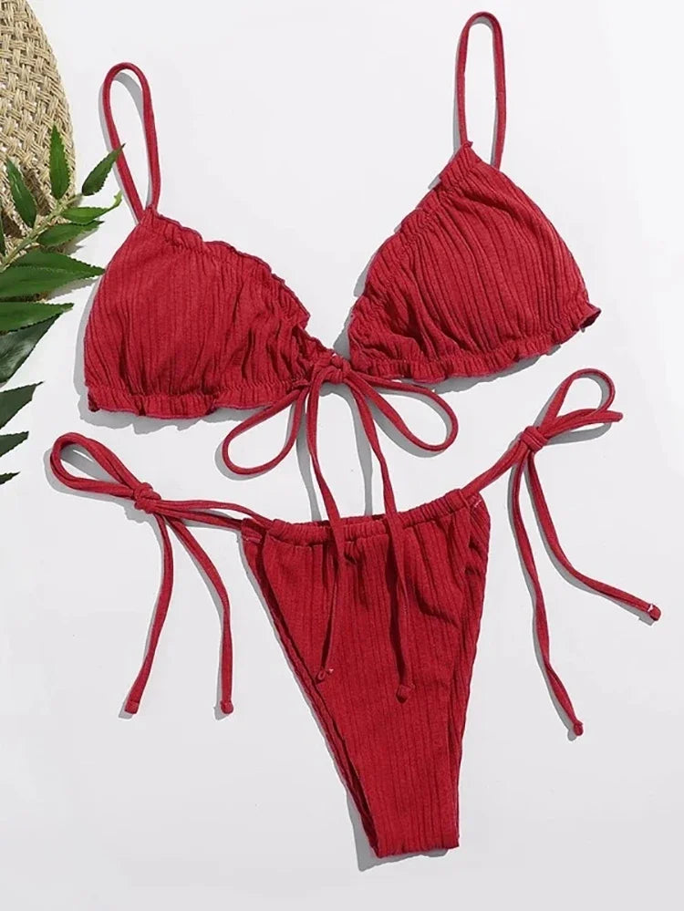 Pit stripe Bikini Women Swimwear