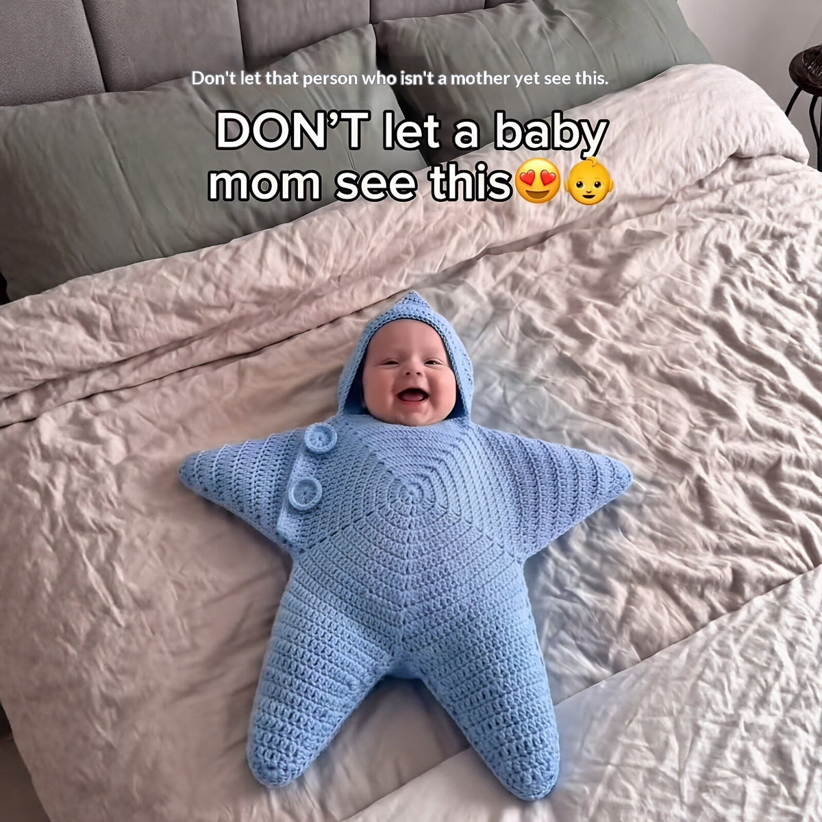 Starfish hooded baby romper, Blue