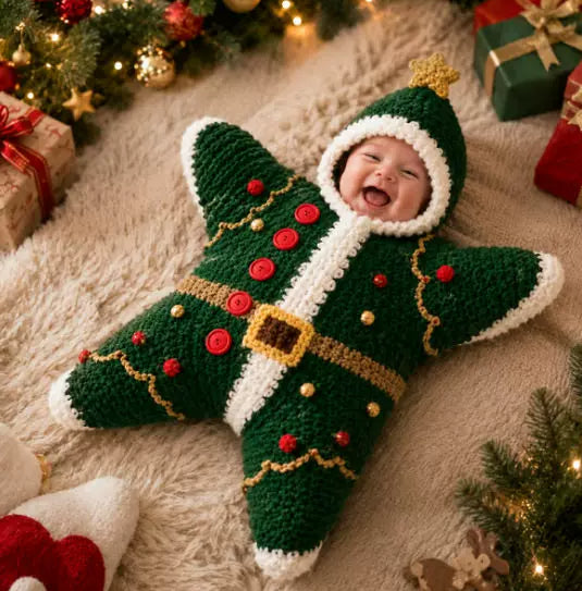 Starfish hooded baby romper, Christmas
