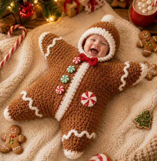 Starfish hooded baby romper, color brown