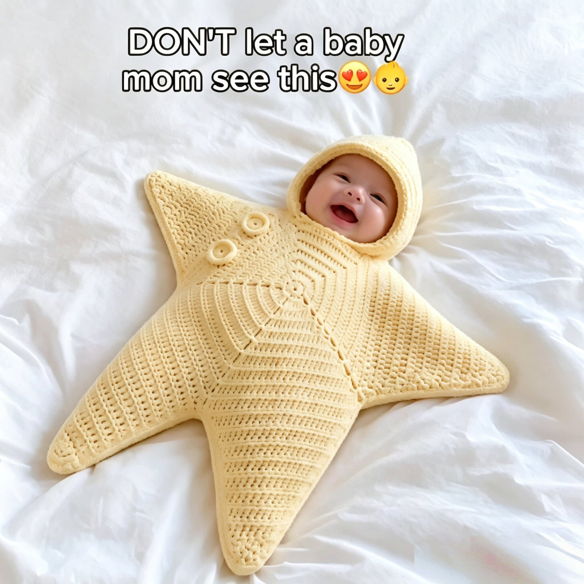 Starfish hooded baby romper, yellow