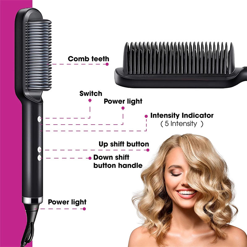 New 2 In 1 Hair Straightener Hot & Electric Hair Brush