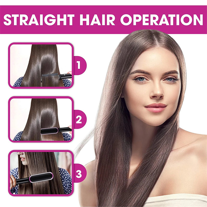 New 2 In 1 Hair Straightener Hot & Electric Hair Brush