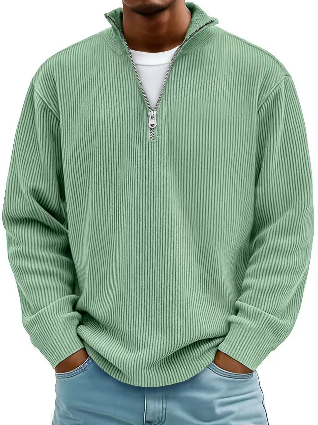 Corduroy Zipper Sweatshirt - Fashion Warm