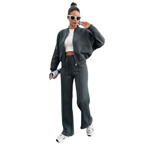 Women's Zipper Jacket & Pant Two-piece Set