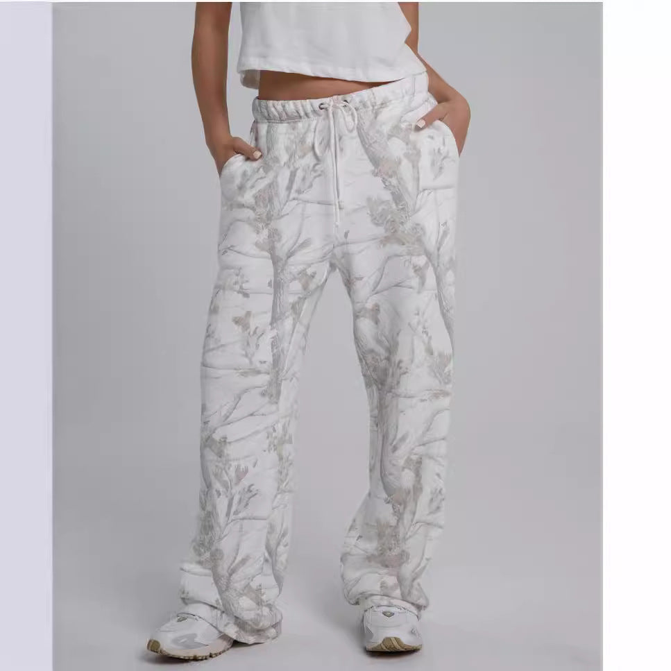 Maple leaf print hoodie and pants set, front view